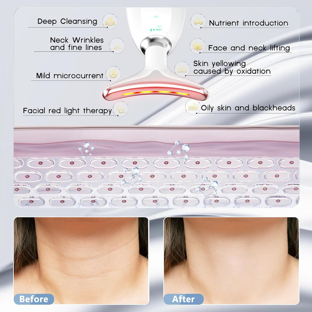 7 in 1 Face Massager Tool, Red Light Therapy for Face and Neck, Red Light Therapy Wand, Face Neck Lift Sculpting Tool for Skin Care, Gifts for Women & Men