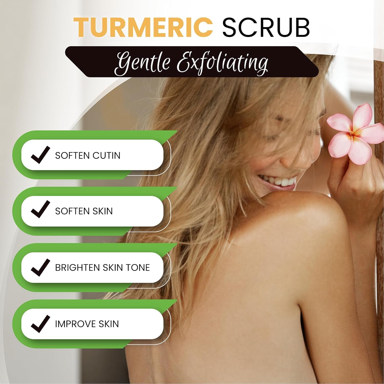 Turmeric Body Scrub, Face & Body Exfoliating Scrub, 7.8 Oz | Weekly Polish Step • Shower Skincare Routine • Soft Refreshed Feel