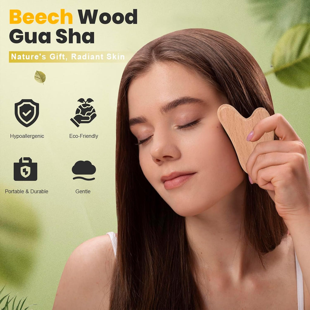 Wood Body Gua Sha Massage Tool, Lymphatic Drainage Tool | Body Sculpting Anti-Cellulite Tools, Guasha Tool for Face，Back, Legs, Women'S Body Shaping Tools