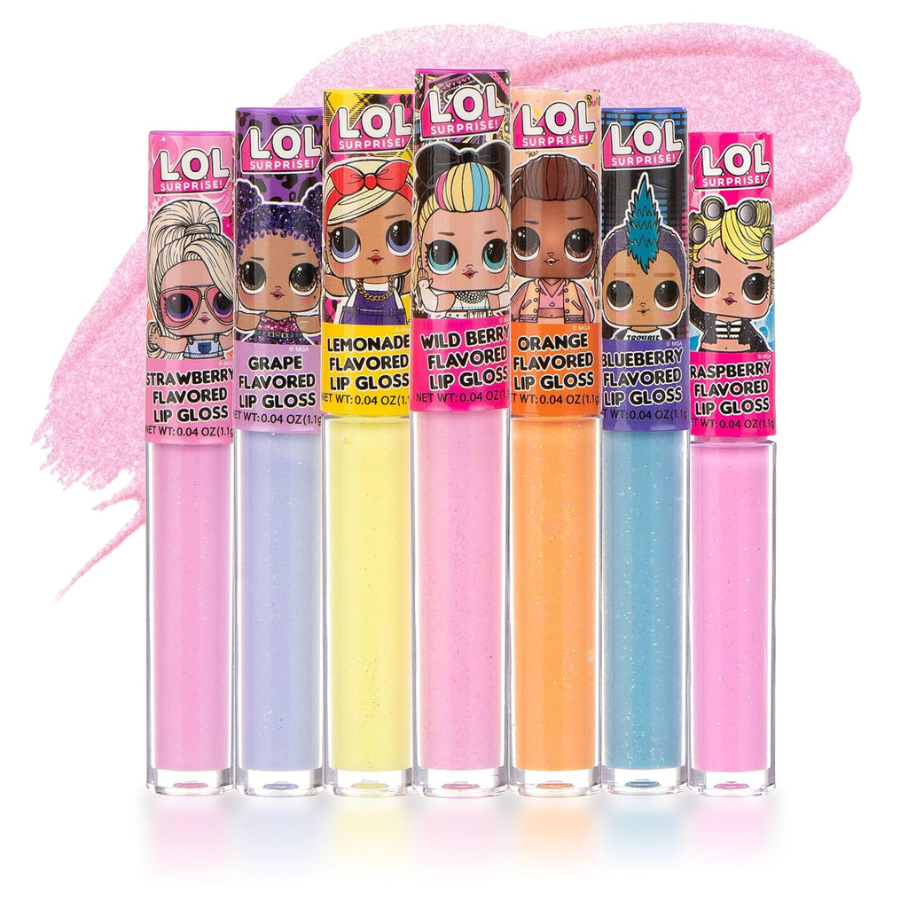 L.O.L Surprise 7-Pack Lip Gloss for Girls, Lol Lip Gloss | Non-Toxic Kids Makeup with L.O.L. Characters