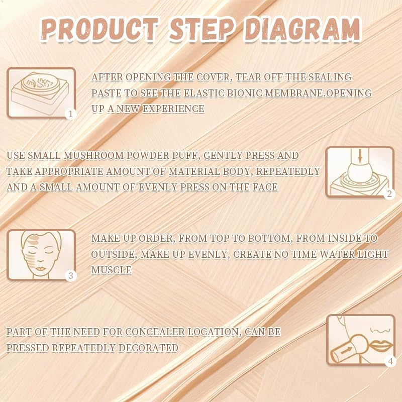 Hush Natural Glow Foundation for Mature Skin, 2026 Mushroom Head Air Cushion CC Cream, Full Coverage Long-Lasting BB Cream for Older Women, Natural Radiant Glow for Light/Medium Warm Tone Skin