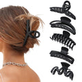 5PCS Large Claw Hair Clips for Women and Girls, Non-Slip | Sturdy Resin with Metal Spring. Grips Thick, Fine & Curly Locks All Day. Soft Matte Feel, 5 Assorted Designs
