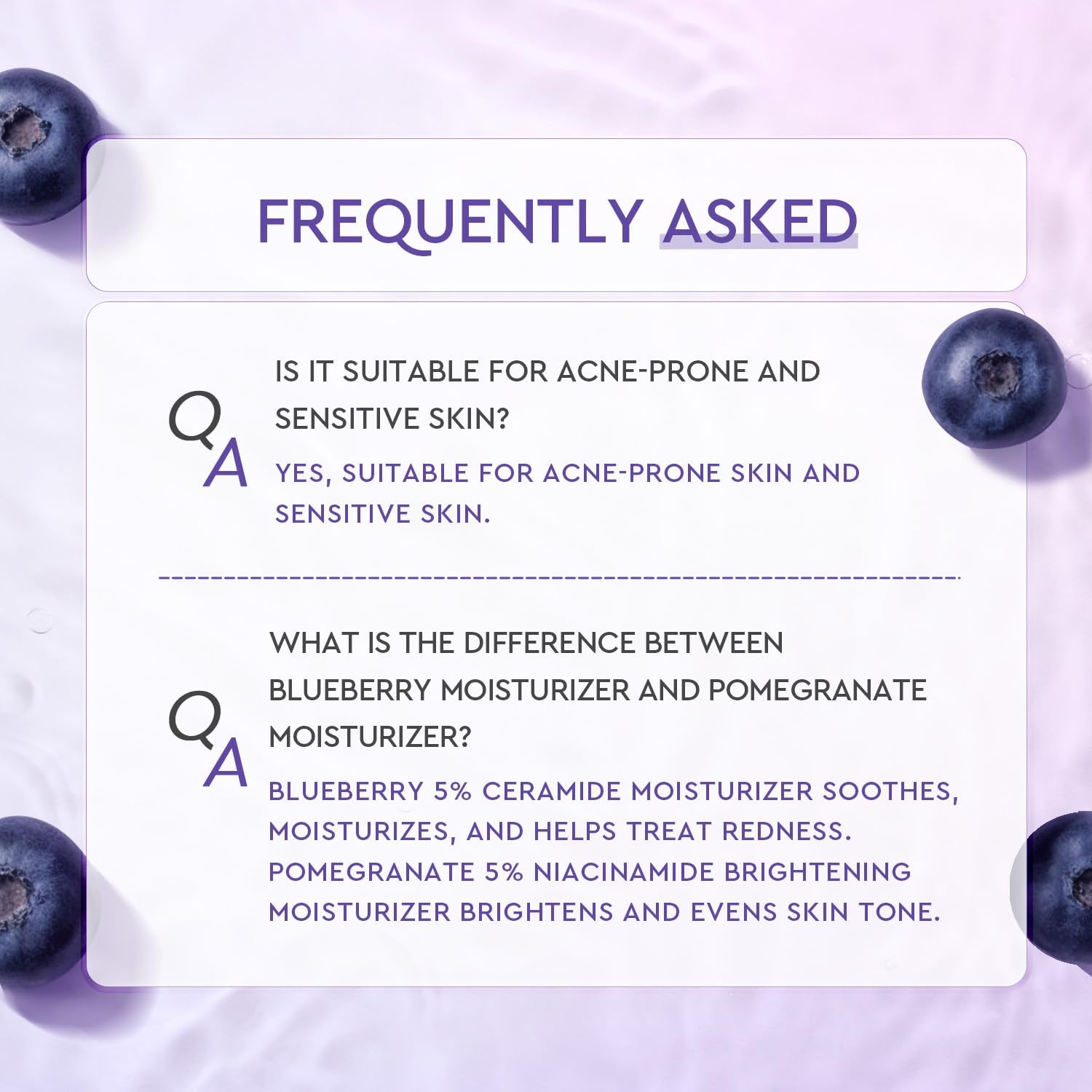 Blueberry Ceramide Face Moisturizer, Barrier Cream for Dry, Sensitive & Redness-Prone Skin, Strengthen Skin Barrier, Calm Irritation, Deep Hydration - 5X Ceramides, Blueberry, 100G