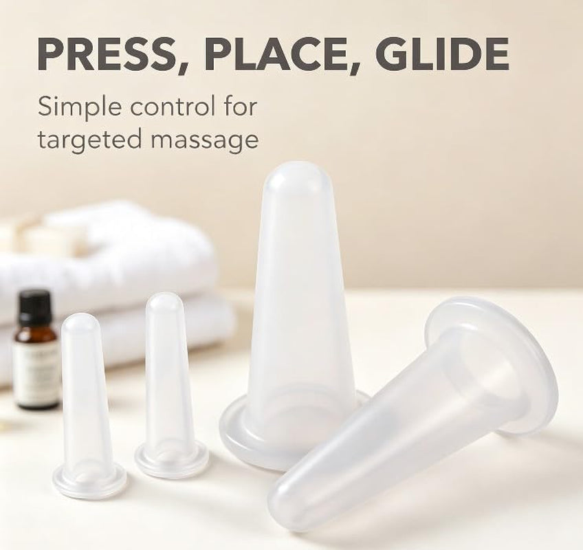 4Pcs Transparent Massage Cupping Set Silicone Mini Facial Cups Face Massager Helper Skin Care Neck Back Eyes Massaging Cup Safe to Use, Don'T Worry about Burns Health Care Products