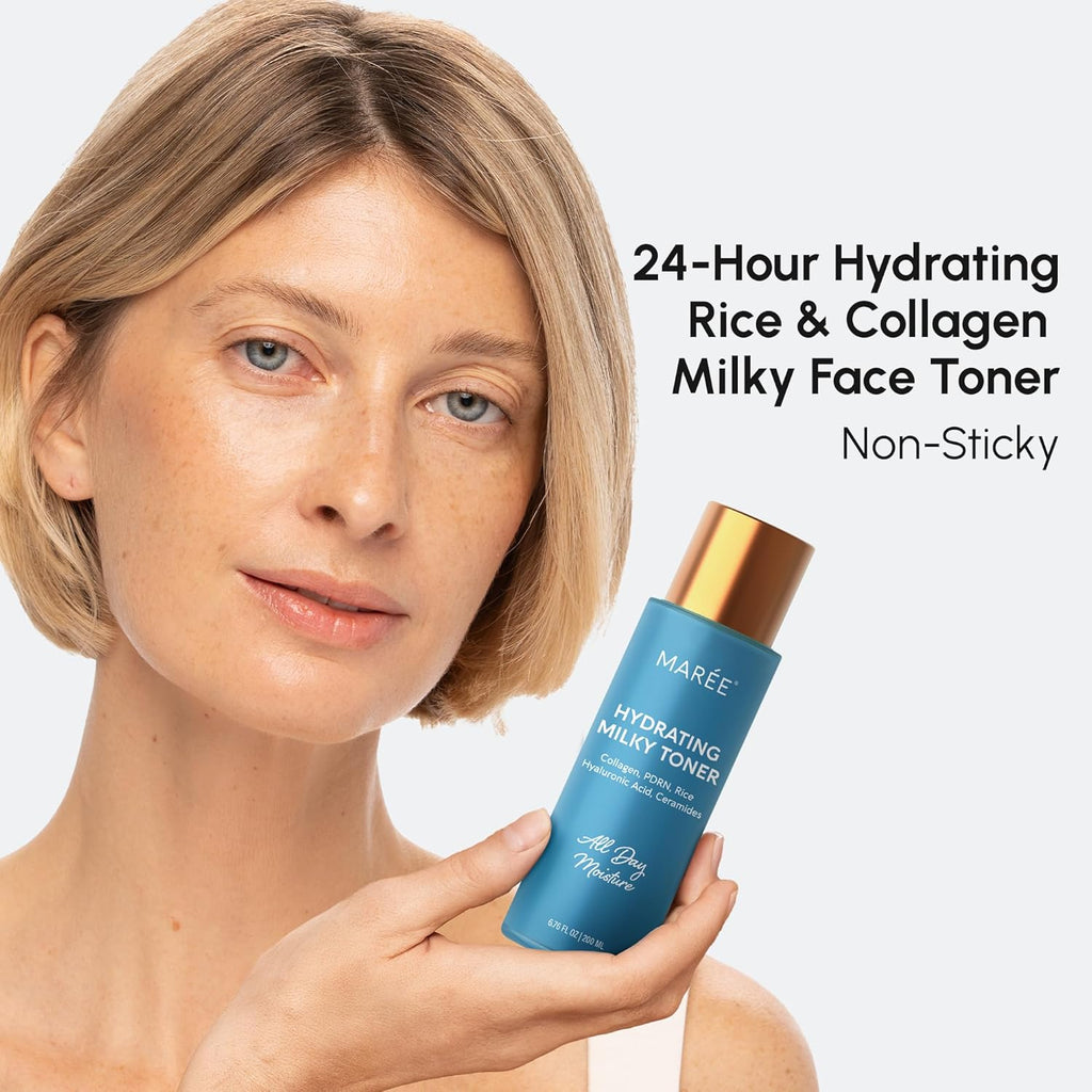 Hydrating Milky Toner for Face with Rice Ferment, Niacinamide & Collagen – Korean Milk Skin Toner Essence with PDRN, Hyaluronic Acid & Ceramides for Skin Barrier Repair, Daily AM & PM Skincare