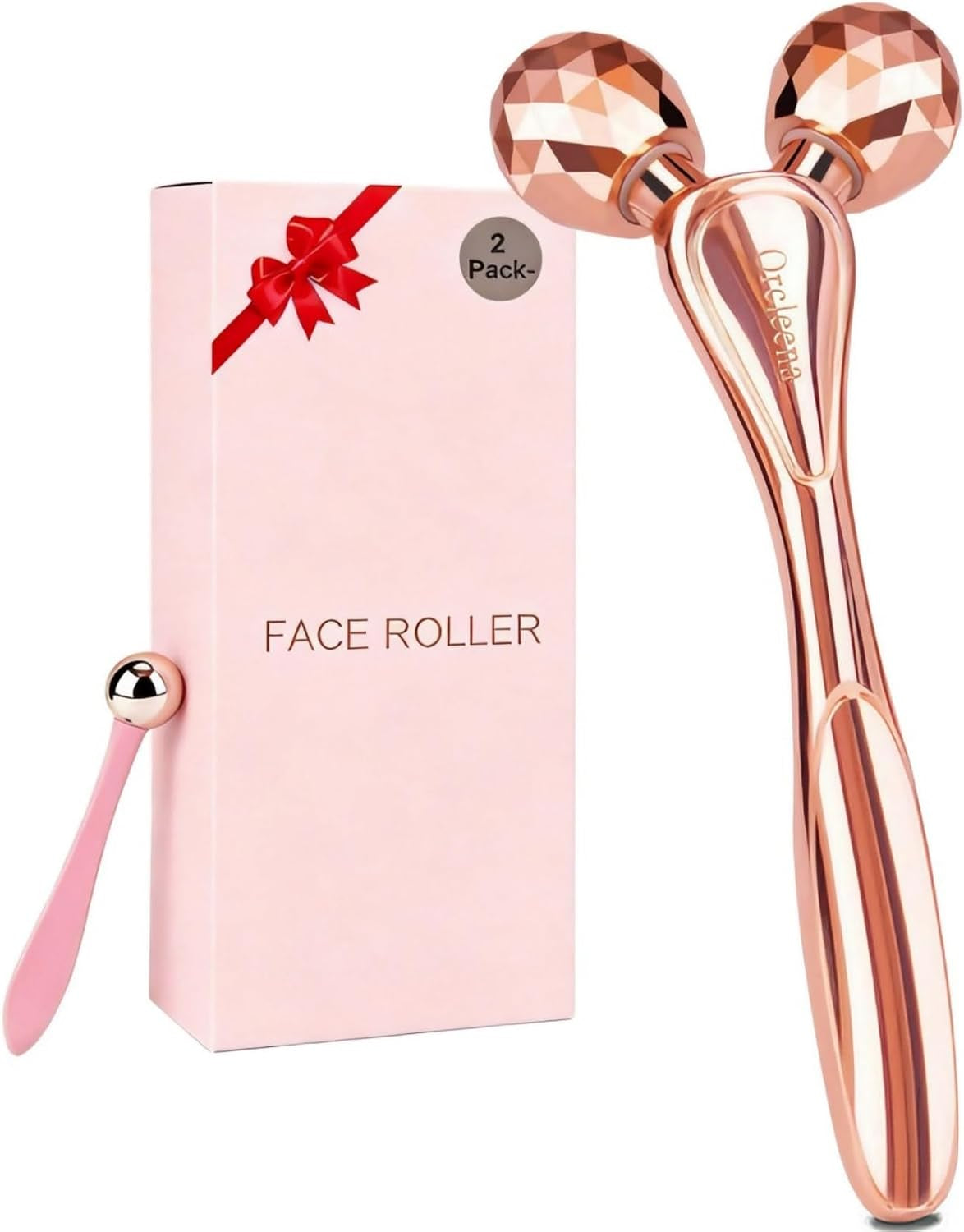 3D Face Roller & Eye Wand Massager Kit, Facial Massage Tool for Women Girls | Premium Stainless Steel Metal, Portable & Ergonomic Design, Safe for All Skin Types, 2-In-1 Skincare Set