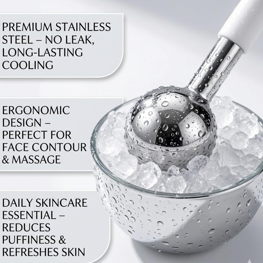 Ice Globes for Face, Stainless Steel Facial Ice Globes & Cryo Sticks with Face Brush, Cooling Face Massage Tools for Puffiness, under Eye Cooling & Skin Care Spa Gifts for Women