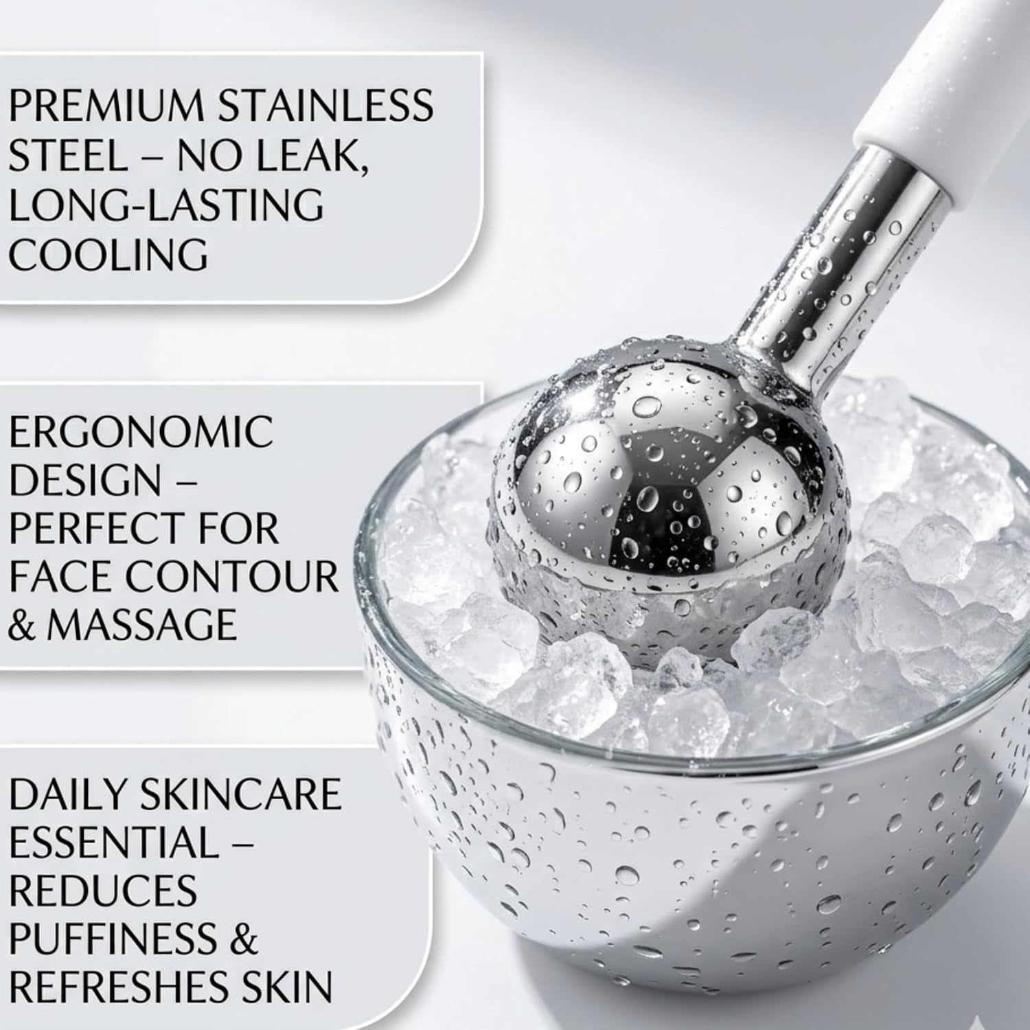 Ice Globes for Face, Stainless Steel Facial Ice Globes & Cryo Sticks with Face Brush, Cooling Face Massage Tools for Puffiness, under Eye Cooling & Skin Care Spa Gifts for Women