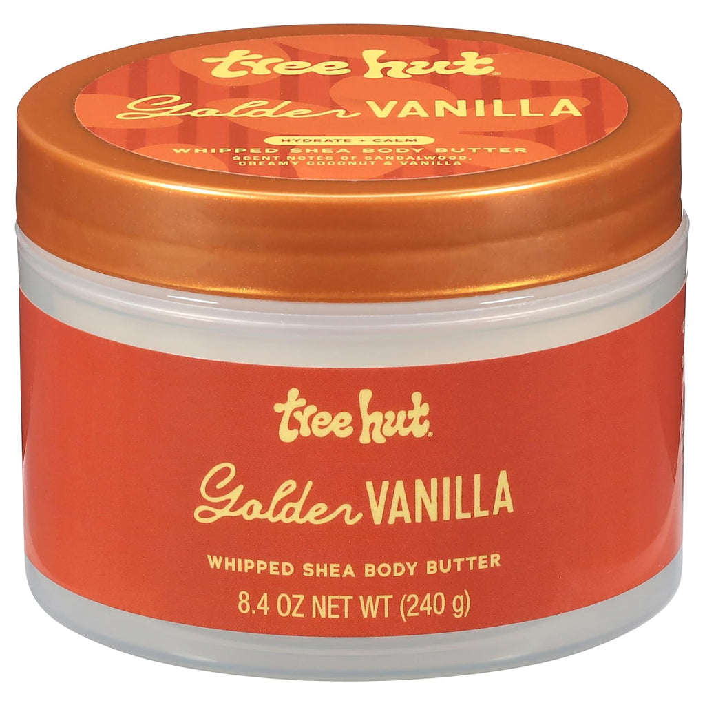 Golden Vanilla Whipped Body Butter with Shea Butter, 8.4 Oz | Whipped Shea Body Butter, Long-Lasting Hydration for Soft, Smooth Skin, Essential Body Care, Lightweight Moisturizer
