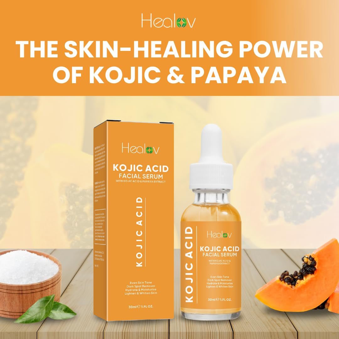 Kojic Acid Serum – Dark Spot Remover for Face & Body – Skin Brightening for Spots, Hyperpigmentation, Discoloration – Facial Oil Reduces Acne, Scars, & Evens Tone – Dark Spot Correcting Glow Serum