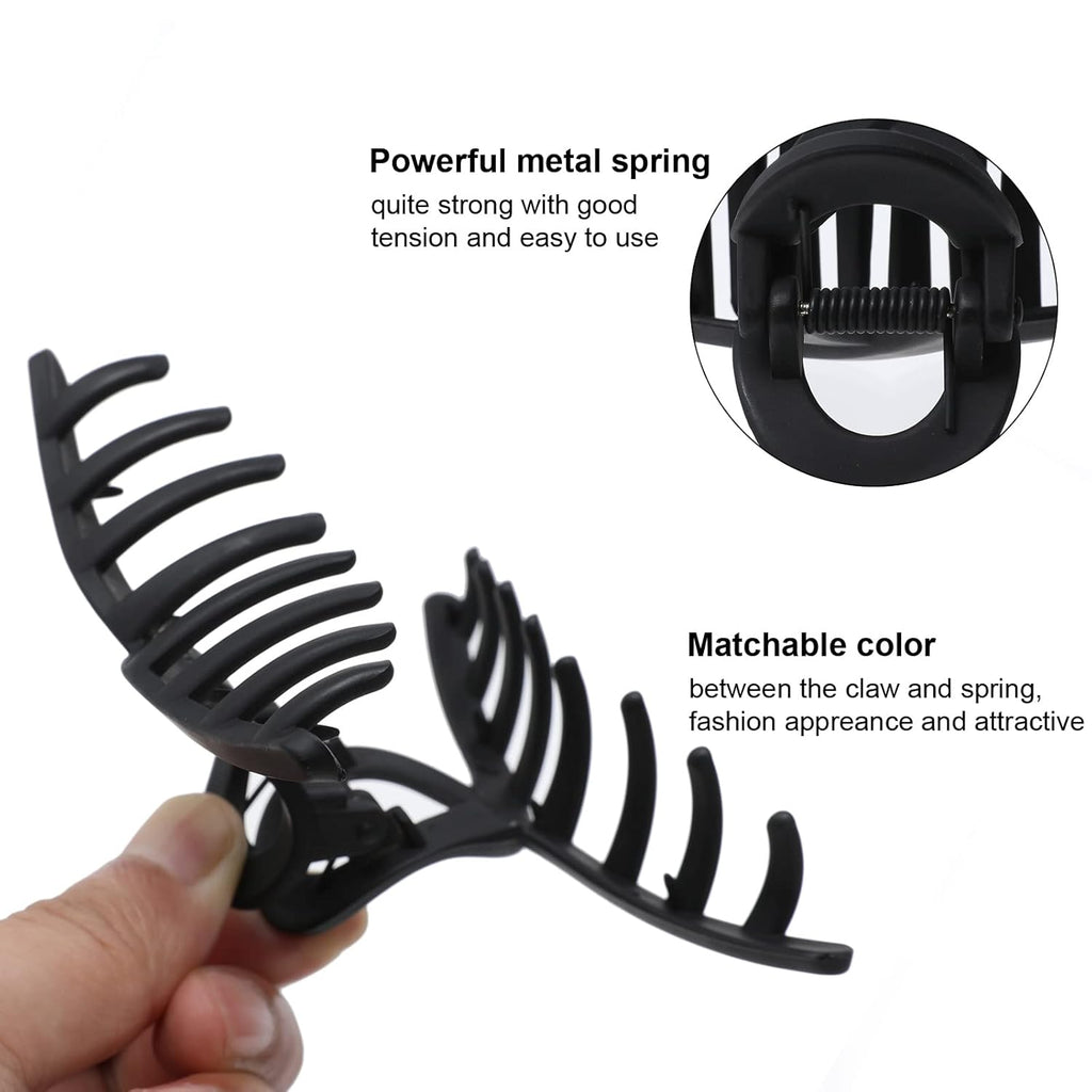 5PCS Large Claw Hair Clips for Women and Girls, Non-Slip | Sturdy Resin with Metal Spring. Grips Thick, Fine & Curly Locks All Day. Soft Matte Feel, 5 Assorted Designs