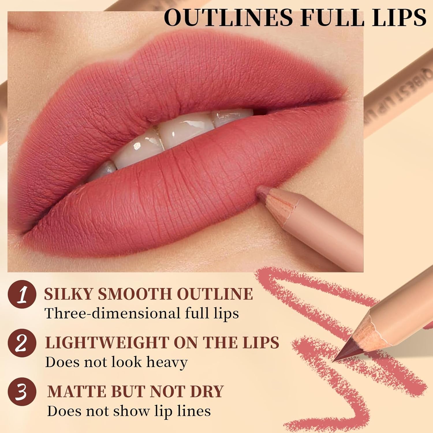 Matte Lip Liner Set,12 Colors Long Lasting Waterproof Nude Lip Liner Pencil Set,Smooth and High Pigmented Natural Lip Makeup Pencil,Matte Makeup Lipliners