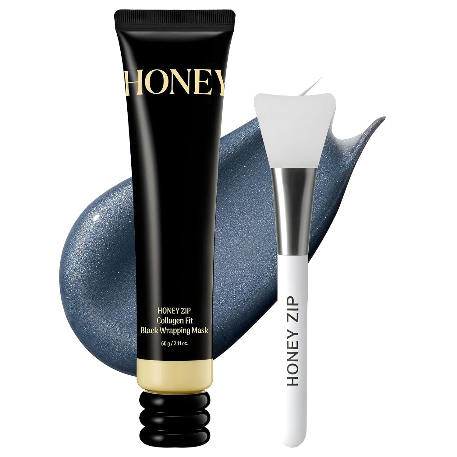 Korean Collagen Wrapping Mask, Peel off Mask with Honey & Charcoal for Hydrating, Elasticity and Glass Skin, Suitable for All Skin Types, 60G