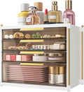 4 Drawers Makeup Organizer- Bathroom Organizers and Storage, Plastic Bins Countertop Perfume Vanity Desk Organization for Cosmetic, Skincare, Face Mask, Jewelry, Gold