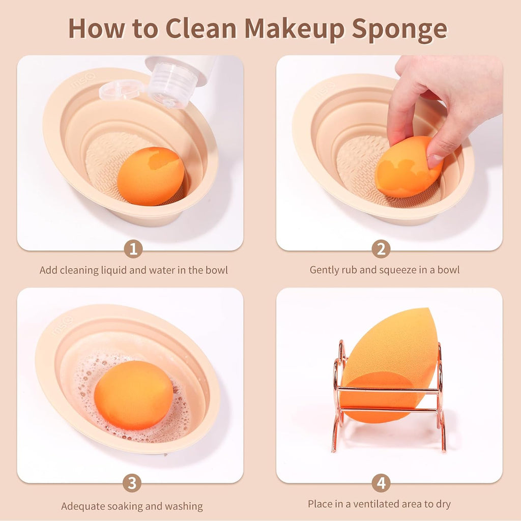 Foldable Silicone Makeup Brush Cleaner Bowl  Makeup Brush Cleaning Mat Portable Cleaning Tool for Brushes, Powder Puffs and Sponges