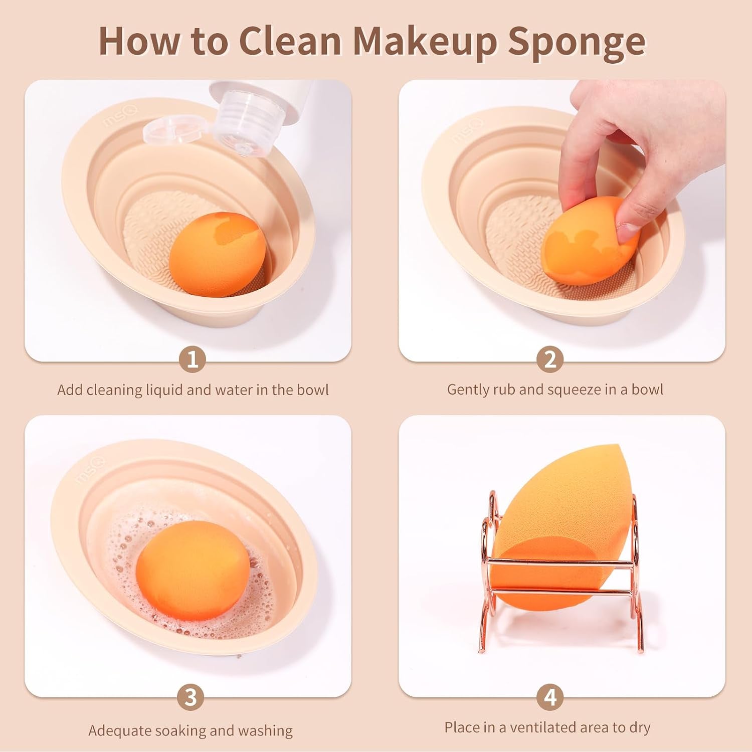 Foldable Silicone Makeup Brush Cleaner Bowl  Makeup Brush Cleaning Mat Portable Cleaning Tool for Brushes, Powder Puffs and Sponges