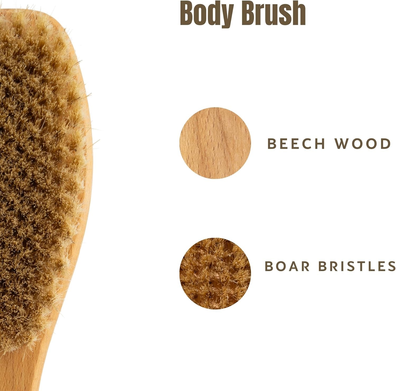 Bath Brush Set, Exfoliating Shower Scrubber, Dry Brushing Body Brush Set, Pore Opening, Beechwood Handle with Natural Bristle Large 15" plus Small Face Brush