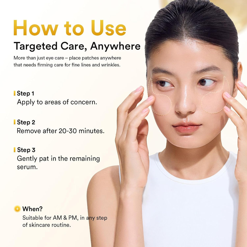 Vegan Collagen Eye Patches for Wrinkles & Fine Line with Jericho Rose Jelly & Peptides, 60 Count, Korean Skin Care