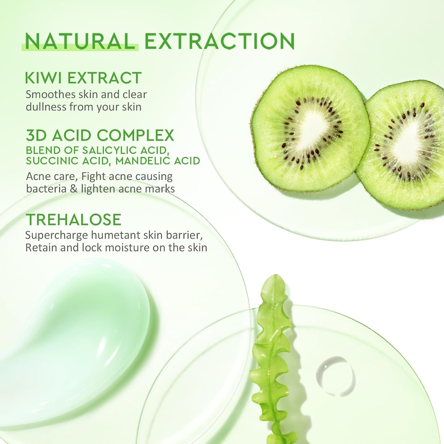 Oil Free Face Moisturizer for Oily Skin, for Blemish-Prone Skin with 3D Complex & Kiwi Extract, Lightweight Hydrating & Redness Calming, 100G