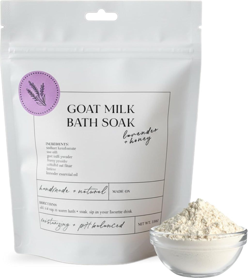 Goat Milk Bath Soak with Colloidal Oatmeal & Honey - Moisturizing Milk Bath for Dry & Sensitive Skin - Natural Bath Soak for Itchy Skin Relief -  (12 Ounce)