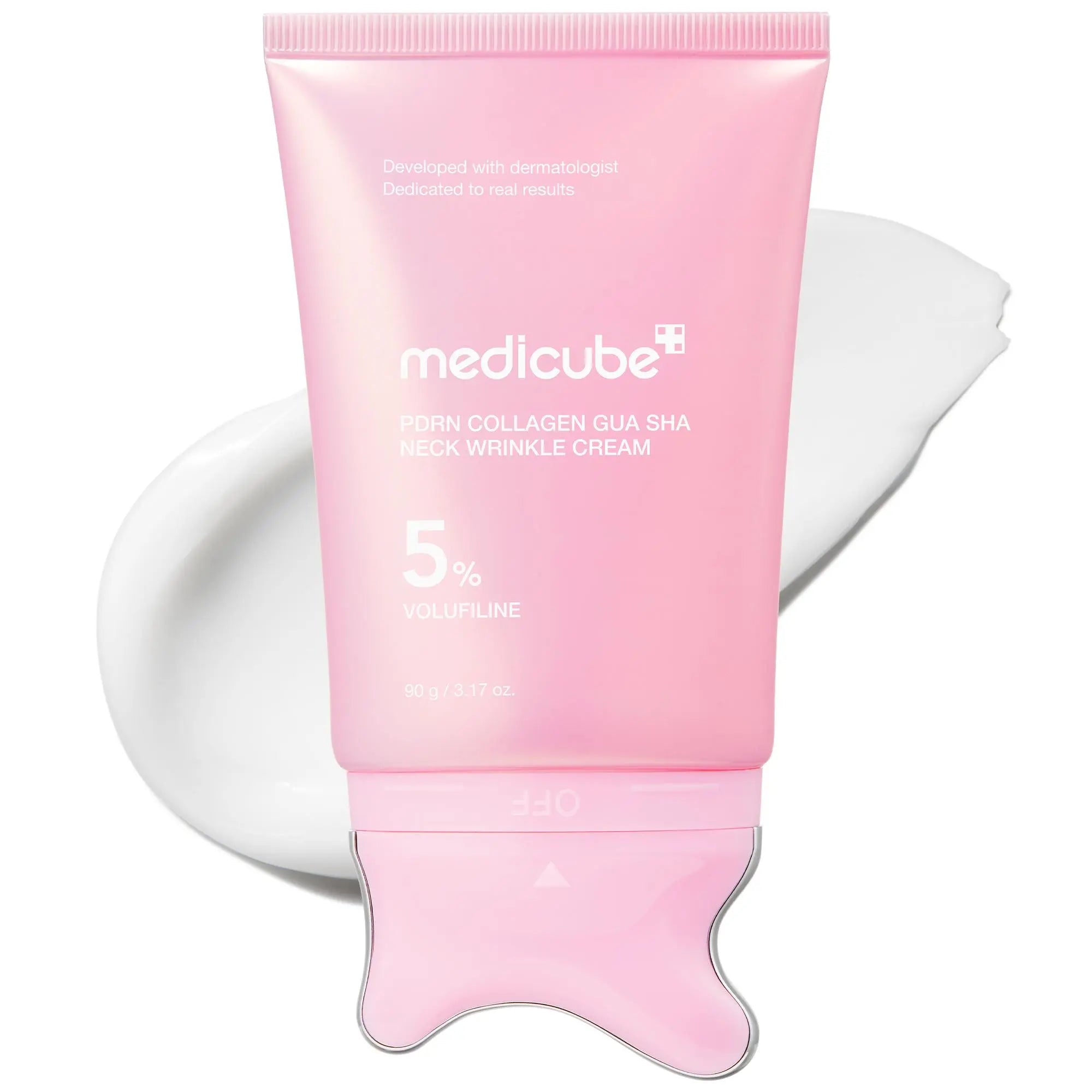 [NEW] [Medicube] PDRN Collagen Gua Sha Neck Wrinkle Cream | Built-In Gua Sha Massager with Volufiline 5% + PDRN | Firming, Contour Care for the Look of Fine Lines, Jawline, Neck, Décolleté,Underarms, Chest, Legs, Shoulder | Massage Cream | Korean Skincare