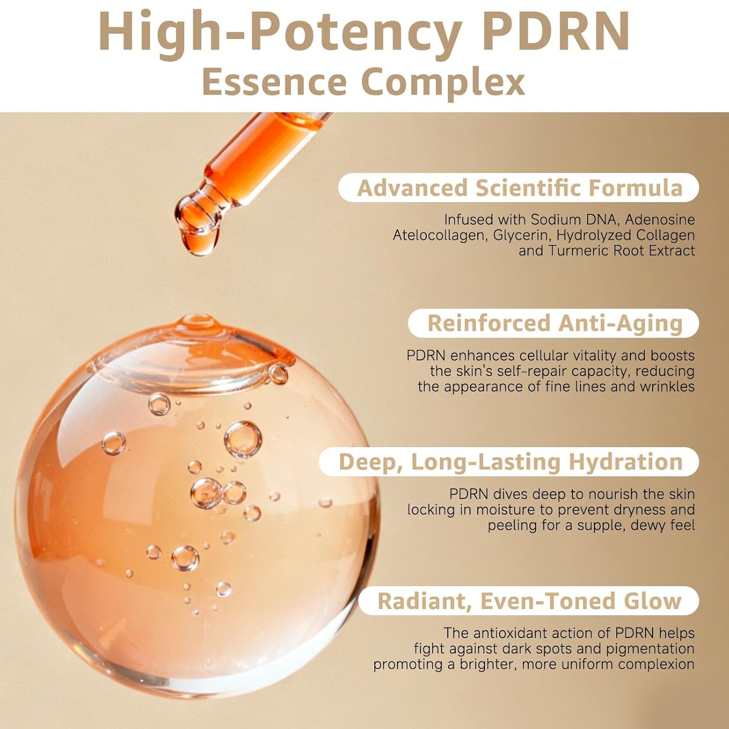 Salmon DNA PDRN Peptide Serum, Stem Cell Serum for Face with Salmon Dna, Korean Skin Care for Sensitive Skin,Deep Hydration&Moisturizing,Fast-Absorbing(Unscented,1.01 Fl.Oz.,30Ml)