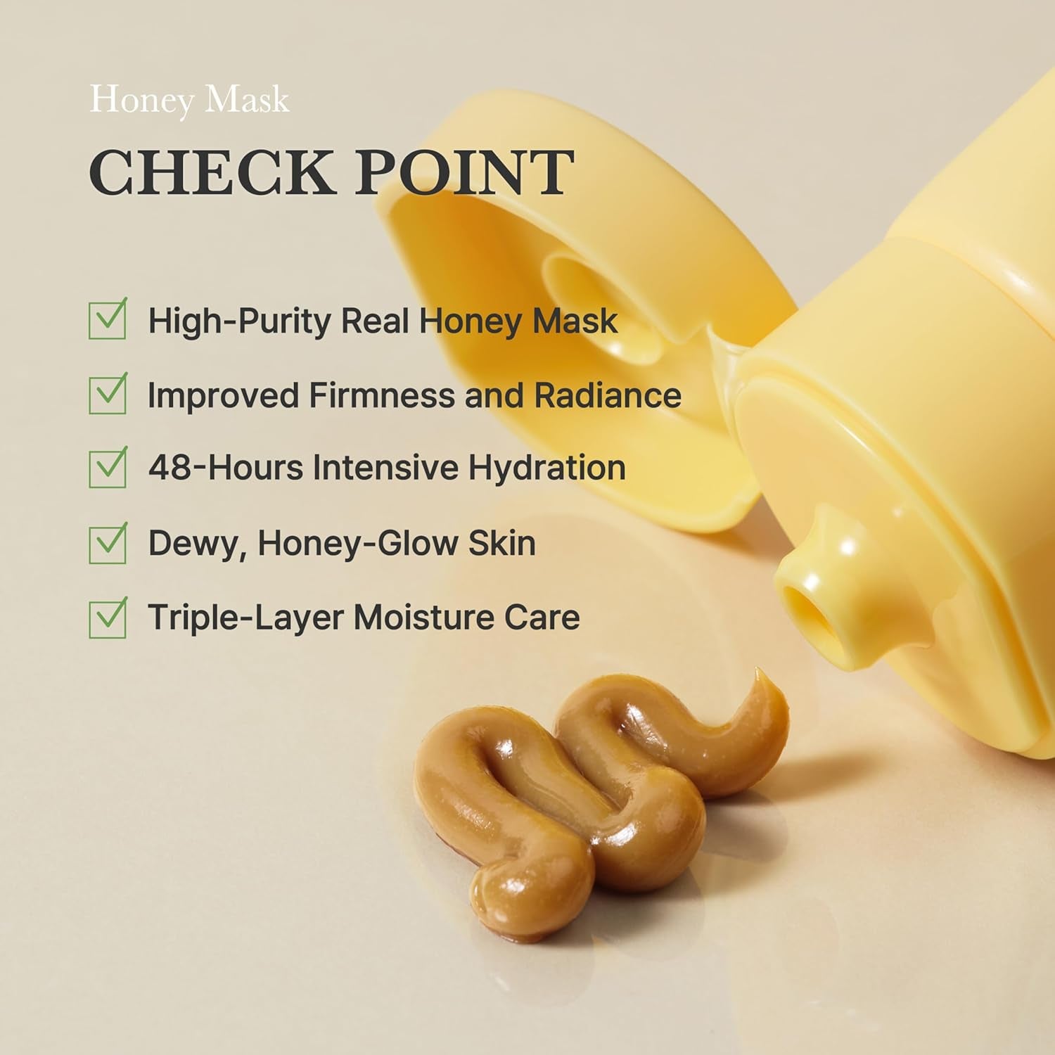 Honey Mask, Deep Nourishing Wash-Off Mask with Natural Honey, Glass & Dewy Glow, Long-Lasting Hydration, Korean Skin Care 2.37Fl.Oz