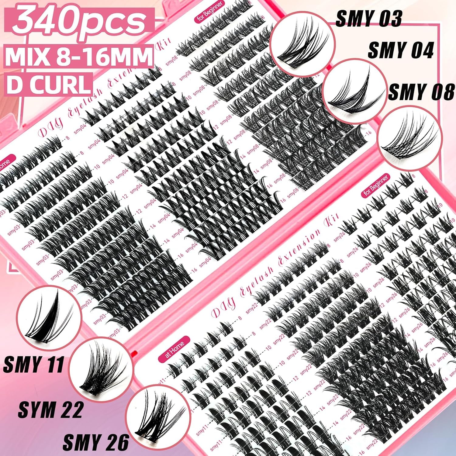 DIY Wispy Lash Extension Kit 620Pcs D Curl 6 Styles Individual Lash Clusters Eyelash Extension with Lash Bond and Seal,Quick Glue Remover Tweezers Eyelash Brush Mini Applicator