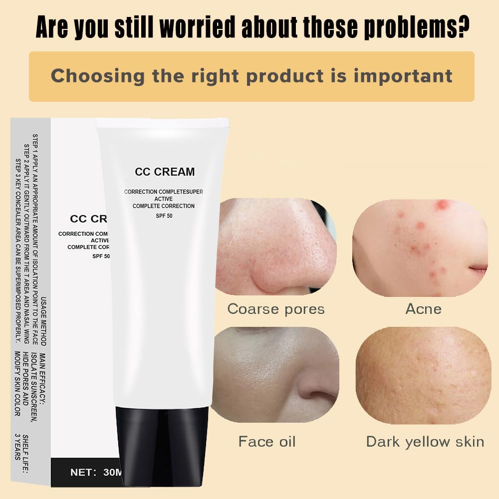 CC Cream Skin Tone Adjusting for Mature Skin, Complete Correction Super Active, Light, Moisturizer, SPF 50, 1.0 Fl Oz (Natural, 30Ml)