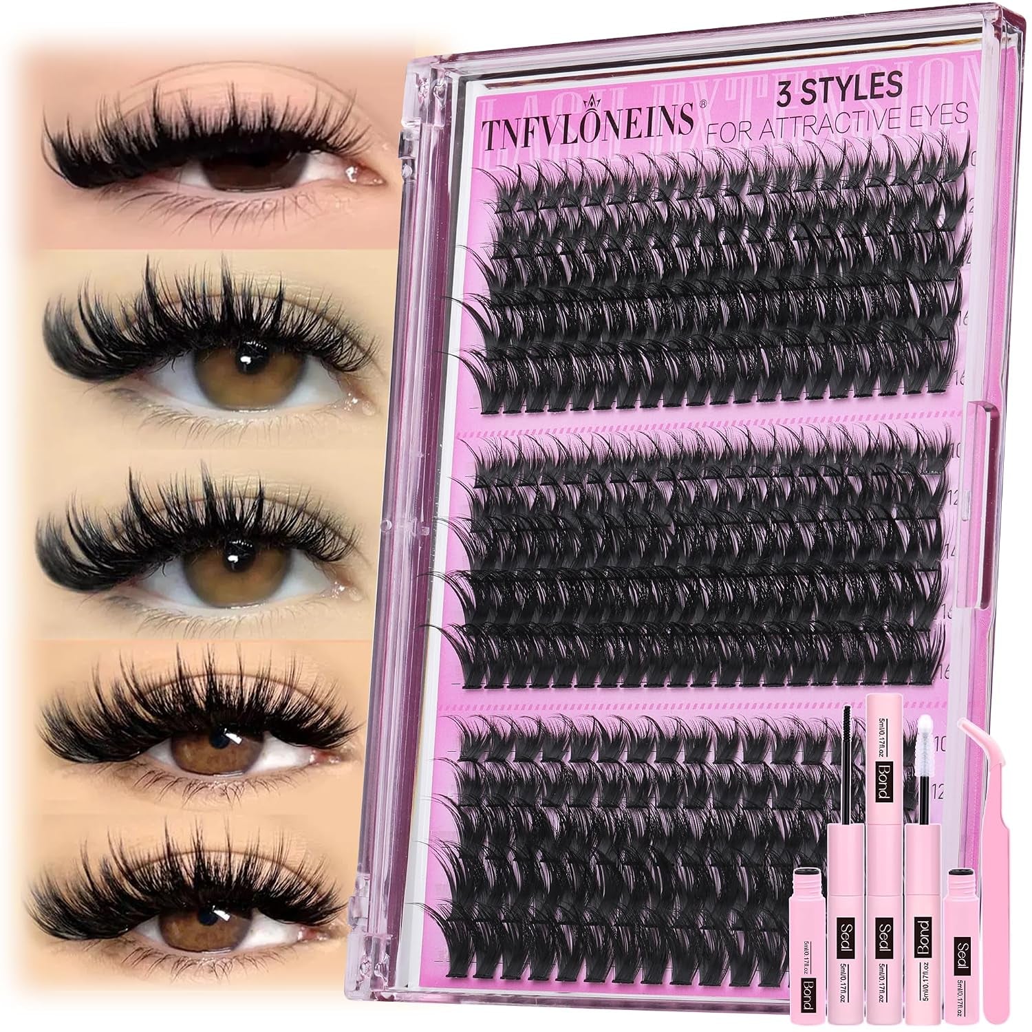 Lash Clusters Kit Wispy Lash Extension Kit Spiky Eyelash Extension Kit Eyelash Clusters DIY Individual Lashes Kit Soft Cluster Eyelash Extensions(Wispy Spikes Kit)