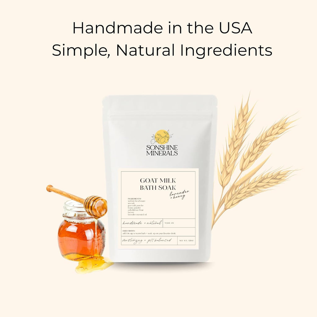 Goat Milk Bath Soak with Colloidal Oatmeal & Honey - Moisturizing Milk Bath for Dry & Sensitive Skin - Natural Bath Soak for Itchy Skin Relief -  (12 Ounce)