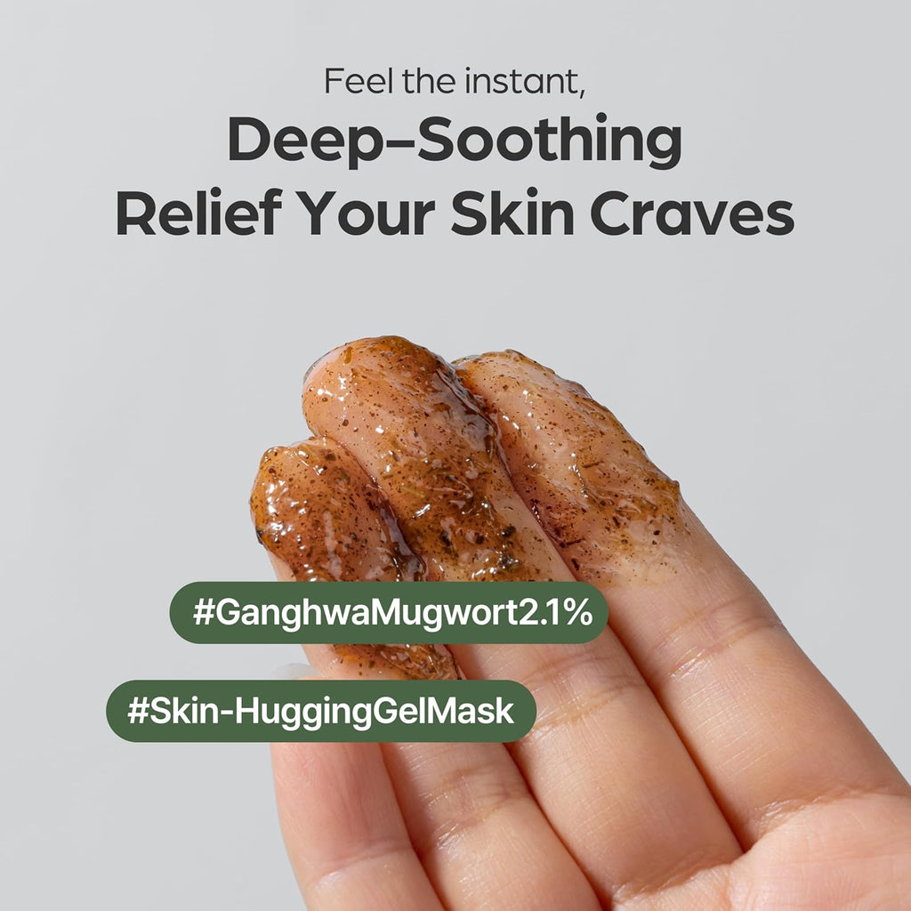 Mugwort Mask, Wash-Off Calming Face Mask with Mugwort Extract, Cooling & Soothing Care for Sensitive Skin, Korean Skincare 2.46 Fl.Oz