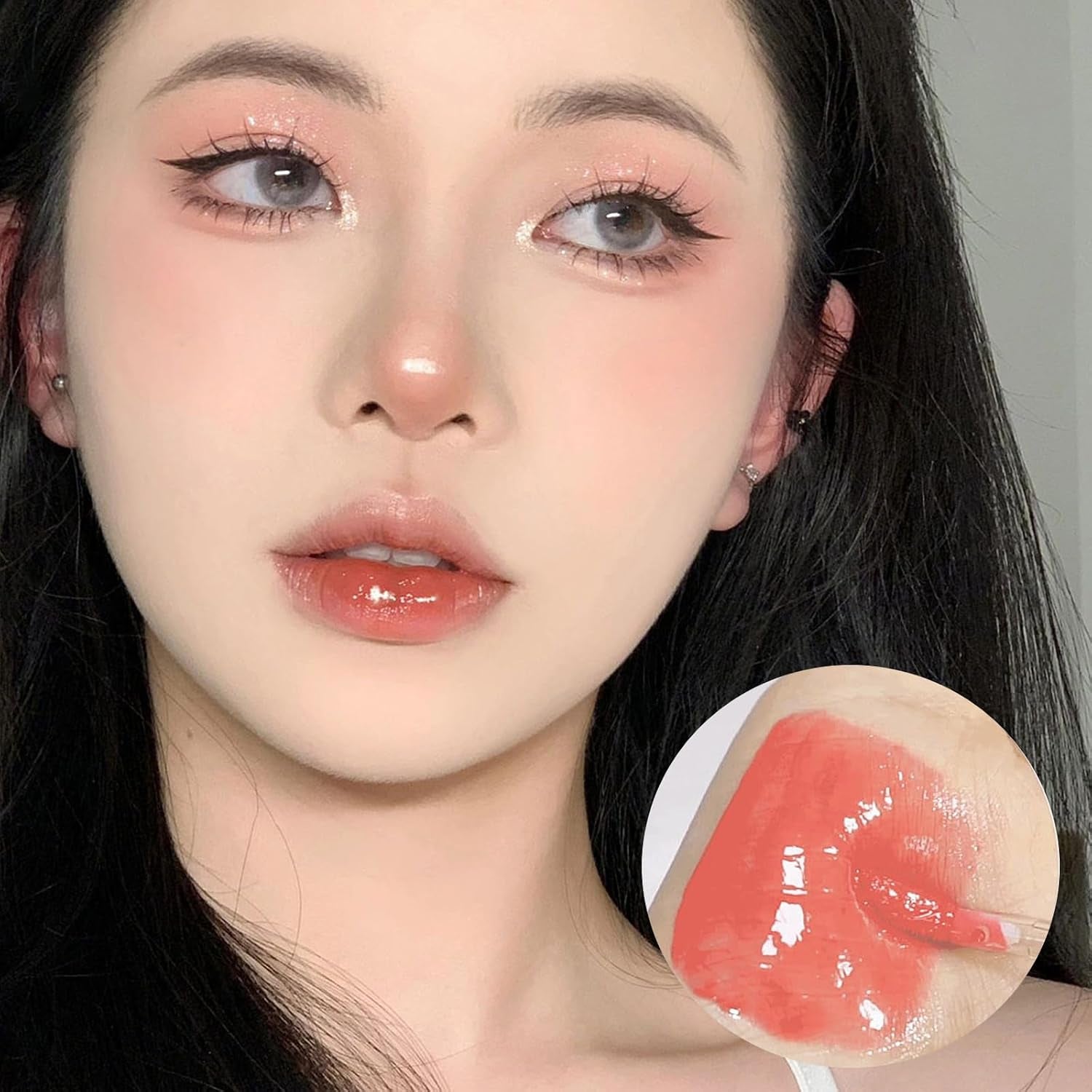 Juicy Lasting Tint Lip Gloss Set, Vivid Color, Glossy Finish, Long-Lasting Moisturizing Glaze Tint Highly-Pigmented, Clear & Natural Makeup Lip Tint for Daily (6Pcs)