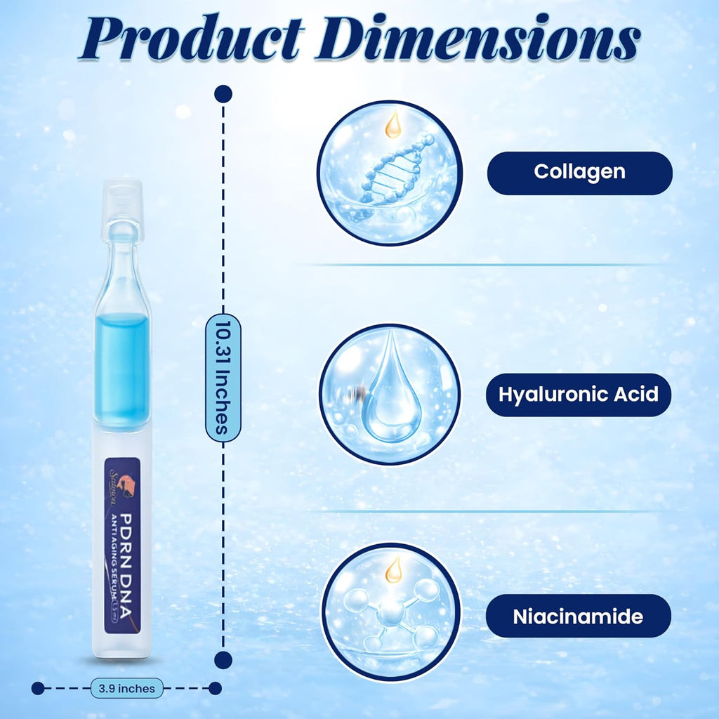 Salmon DNA Peptide, 99% PDRN Korean Skincare Anti-Aging Serum with Salmon Egg, Collagen, Elastin, Hyaluronic Acid & Niacinamide,Fine Line, Moisturizing 0.05 Fl.Oz X 30E