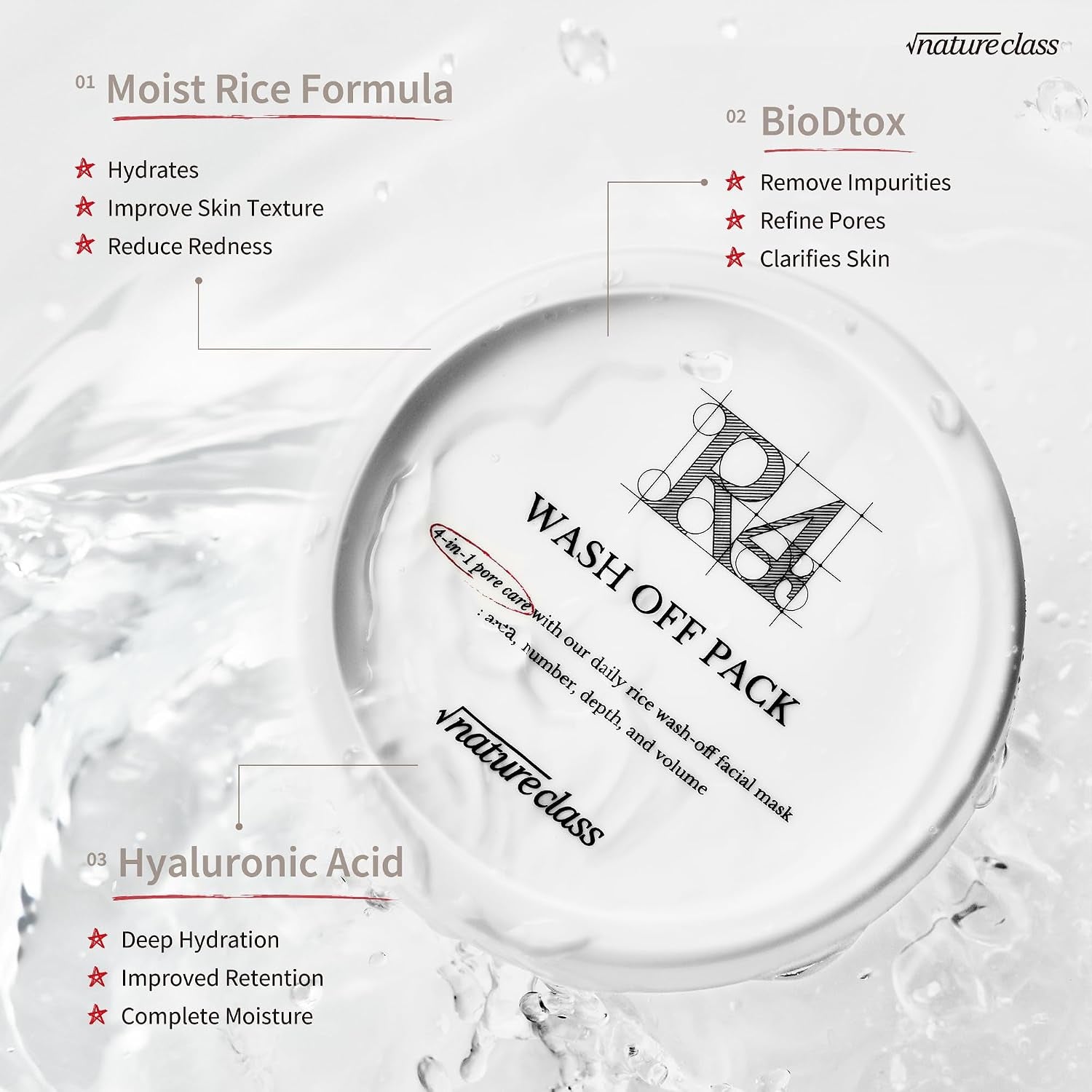 R4 Rice Wash off Facial Mask – 4-In-1 Korean Skin Care, Pore Refining, Gentle Exfoliating, Hydrating, Smooth Texture, Rice Ferment & Enzyme, Soft Cream Wash-Off, 3.38 Fl Oz