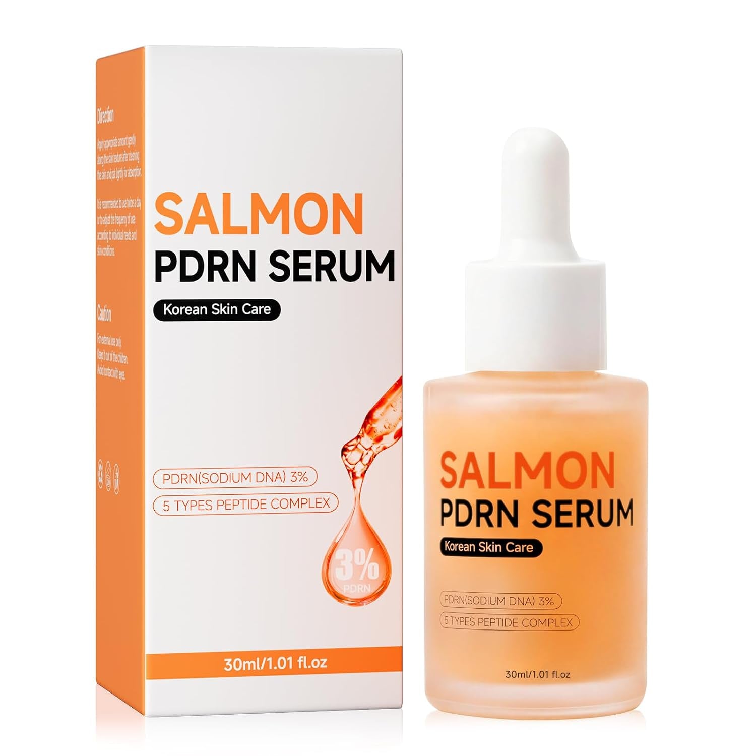 Salmon DNA PDRN Peptide Serum, Stem Cell Serum for Face with Salmon Dna, Korean Skin Care for Sensitive Skin,Deep Hydration&Moisturizing,Fast-Absorbing(Unscented,1.01 Fl.Oz.,30Ml)