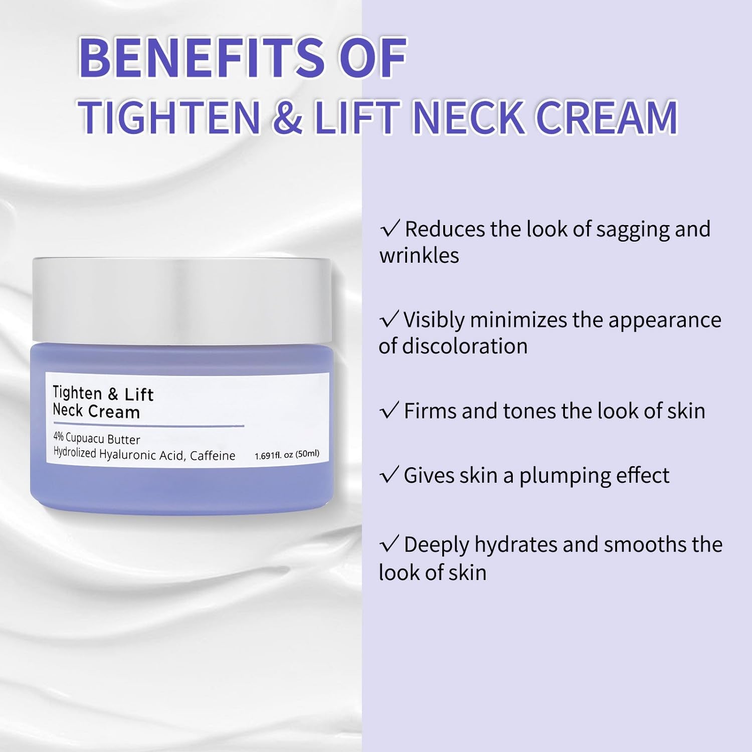 Tighten and Lift Neck Firming Cream, Neck Creams for Tightening & Lifting Sagging Skin & Hydrating, Help Reduce Fine Lines & Wrinkles