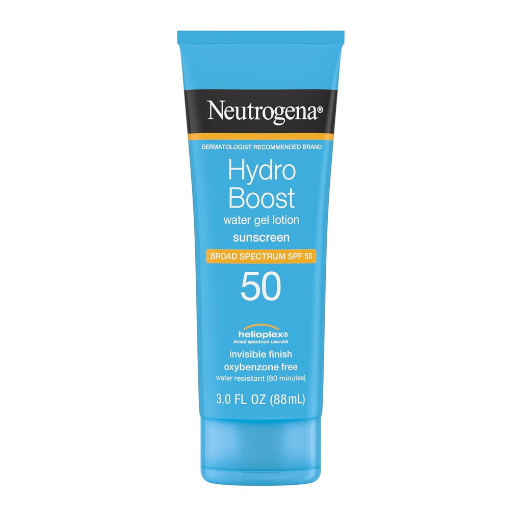 Neutrogena Hydro Boost Water Gel Sunscreen SPF 50, 3 Fl Oz | Face & Body Sunscreen Lotion, Hydrating, Water-Resistant, Non-Greasy, Broad Spectrum, Lightweight Moisturizer