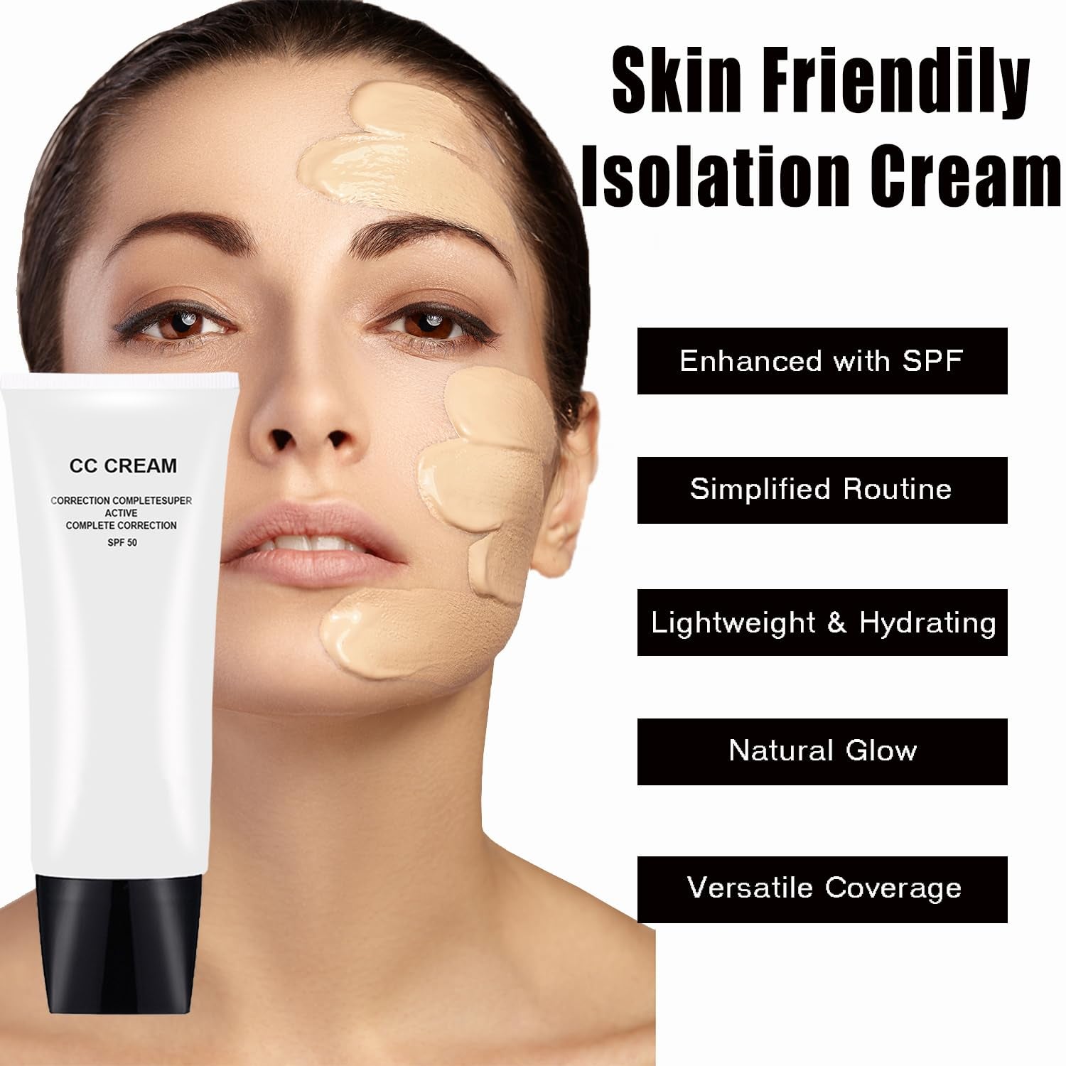 CC Cream Skin Tone Adjusting for Mature Skin, Complete Correction Super Active, Light, Moisturizer, SPF 50, 1.0 Fl Oz (Natural, 30Ml)