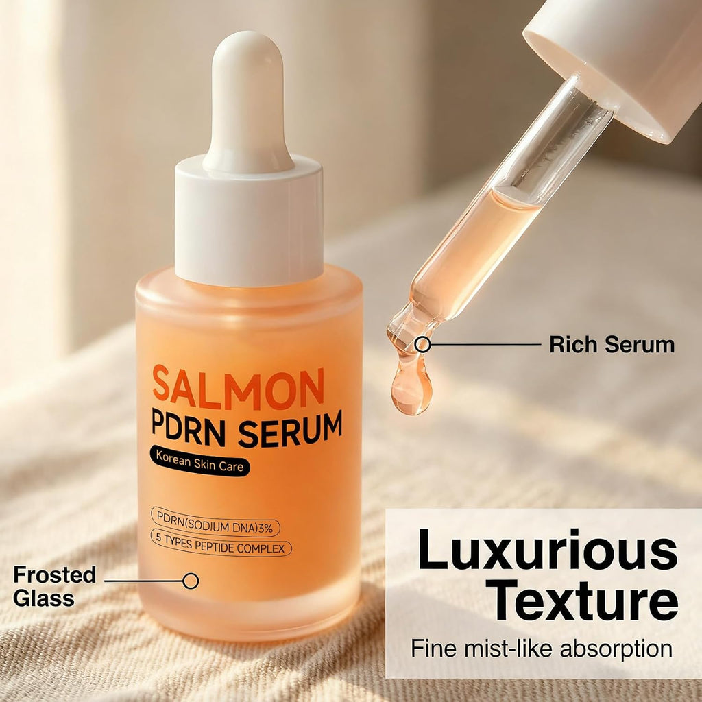 Salmon DNA PDRN Peptide Serum, Stem Cell Serum for Face with Salmon Dna, Korean Skin Care for Sensitive Skin,Deep Hydration&Moisturizing,Fast-Absorbing(Unscented,1.01 Fl.Oz.,30Ml)