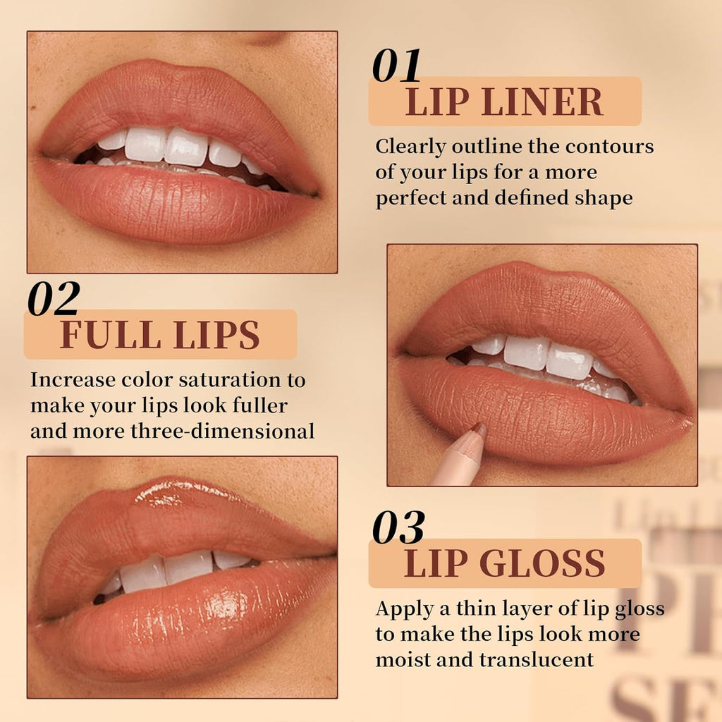 Matte Lip Liner Set,12 Colors Long Lasting Waterproof Nude Lip Liner Pencil Set,Smooth and High Pigmented Natural Lip Makeup Pencil,Matte Makeup Lipliners