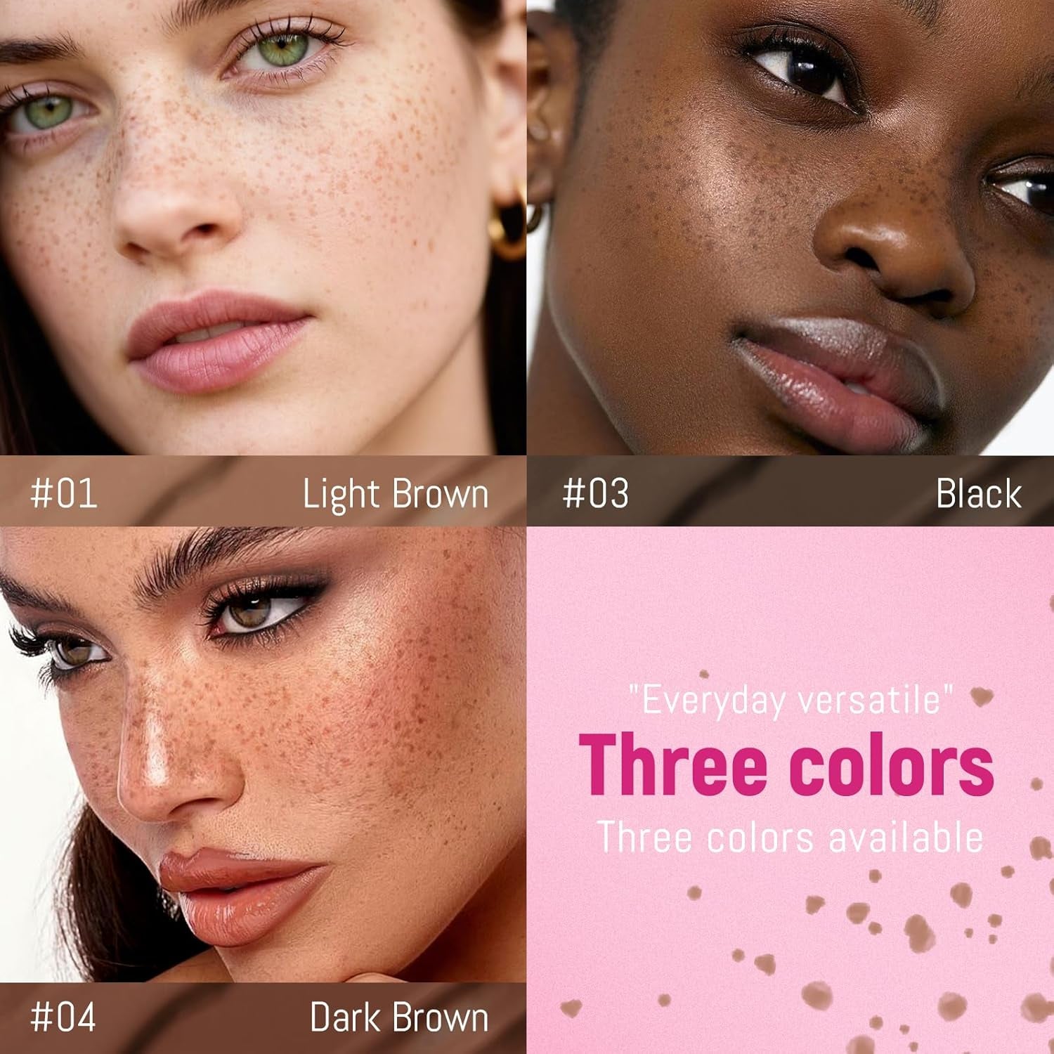 2 in 1 Freckle Stamp Pen Waterproof for Natural Lifelike Faux Freckle Stamp Long Lasting Quick Dry Magic Fake Freckles Stain Marker Pen for Sunkissed Makeup 01#Light Brown
