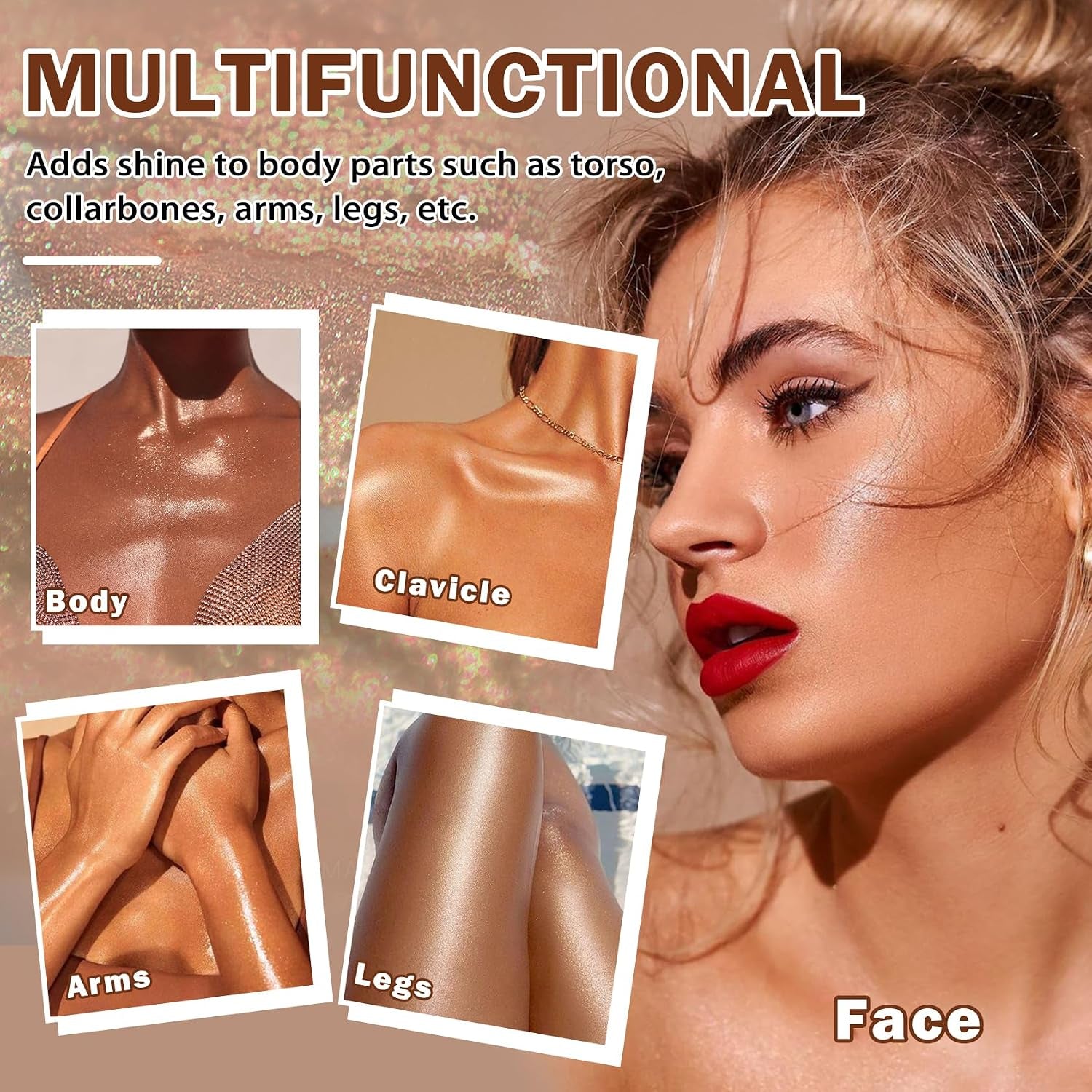Body Glow Oil,Glow Shimmer Sunscreen,01 Rose Gold | SPF 45 Broad Spectrum,Moisturizing Shimmer Sunscreen for Women and Men,Lightweight Non-Sticky,Absorbs Quickly,Glowing Results