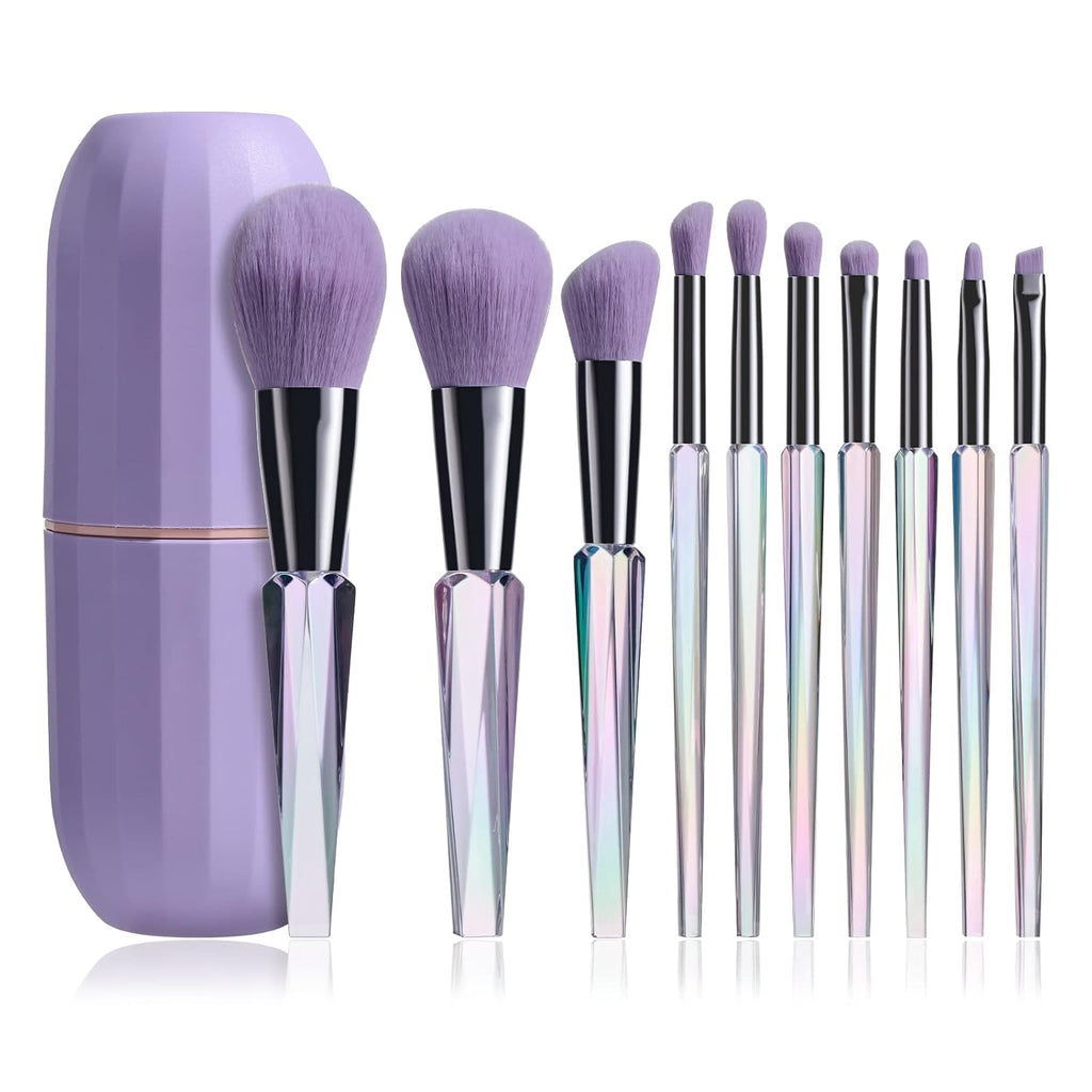 Makeup Brushes 10 Pcs Premium Synthetic Bristles Crystal Handle Kit,Kabuki Foundation Blending Face Powder Blush Concealers Eye Shadow Brush, Professional Brushes Set with Box (Crystal Handle)