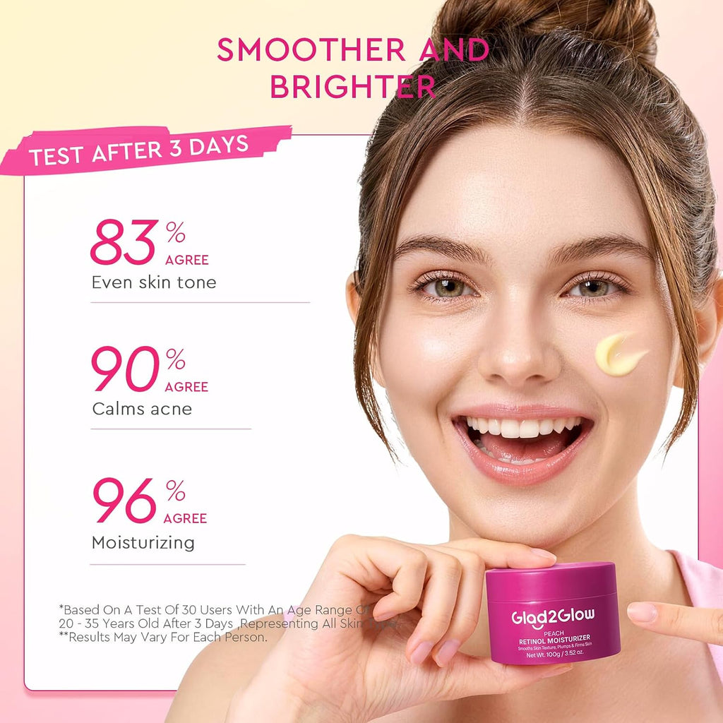 Peach Retinol Face Moisturizer, Retinol Night Cream for Normal, Combination & Uneven Skin, Smooth Fine Lines, Refine Texture, Brighten Dull Skin - Retinol, HPR, Niacinamide, 100G