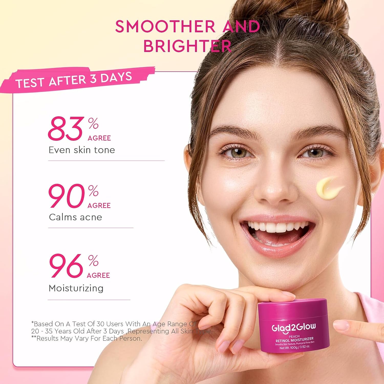 Peach Retinol Face Moisturizer, Retinol Night Cream for Normal, Combination & Uneven Skin, Smooth Fine Lines, Refine Texture, Brighten Dull Skin - Retinol, HPR, Niacinamide, 100G
