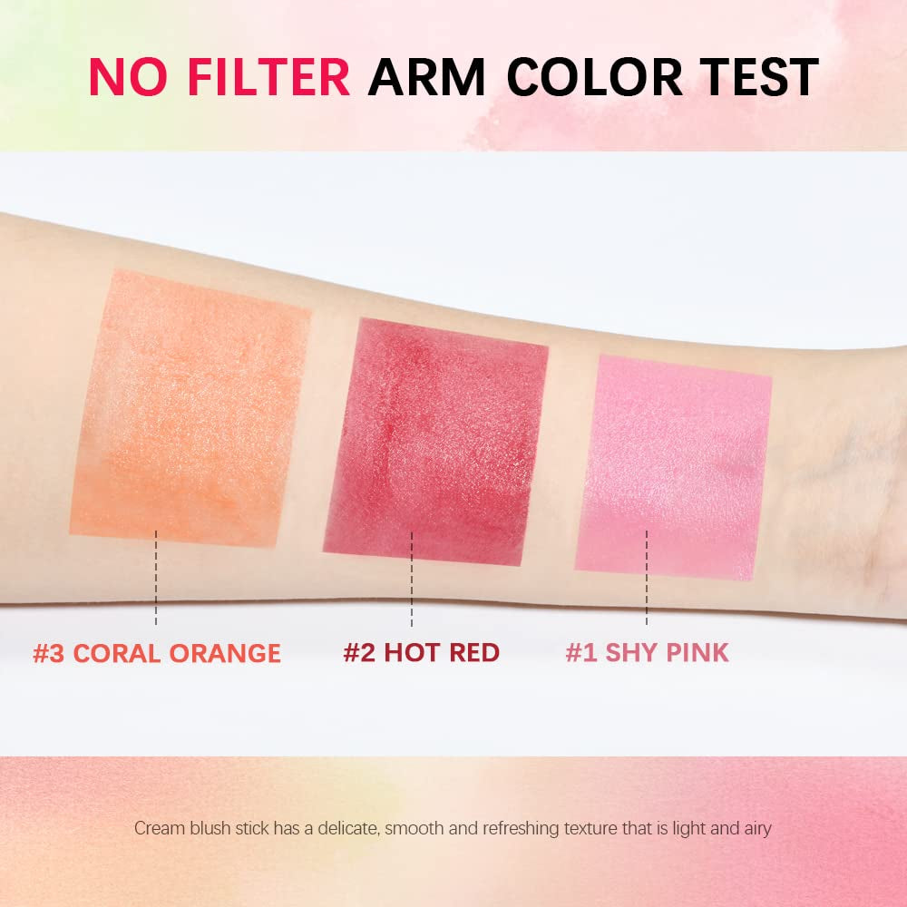 Multi-Use Blush Stick,Soft Creamy Blush,2-In-1 Cheek and Lip Tint,Waterproof Hydrating Solid Natural Moisture Smooth Blendable Matte Finish Face Blush Makeup,01 Shy Pink