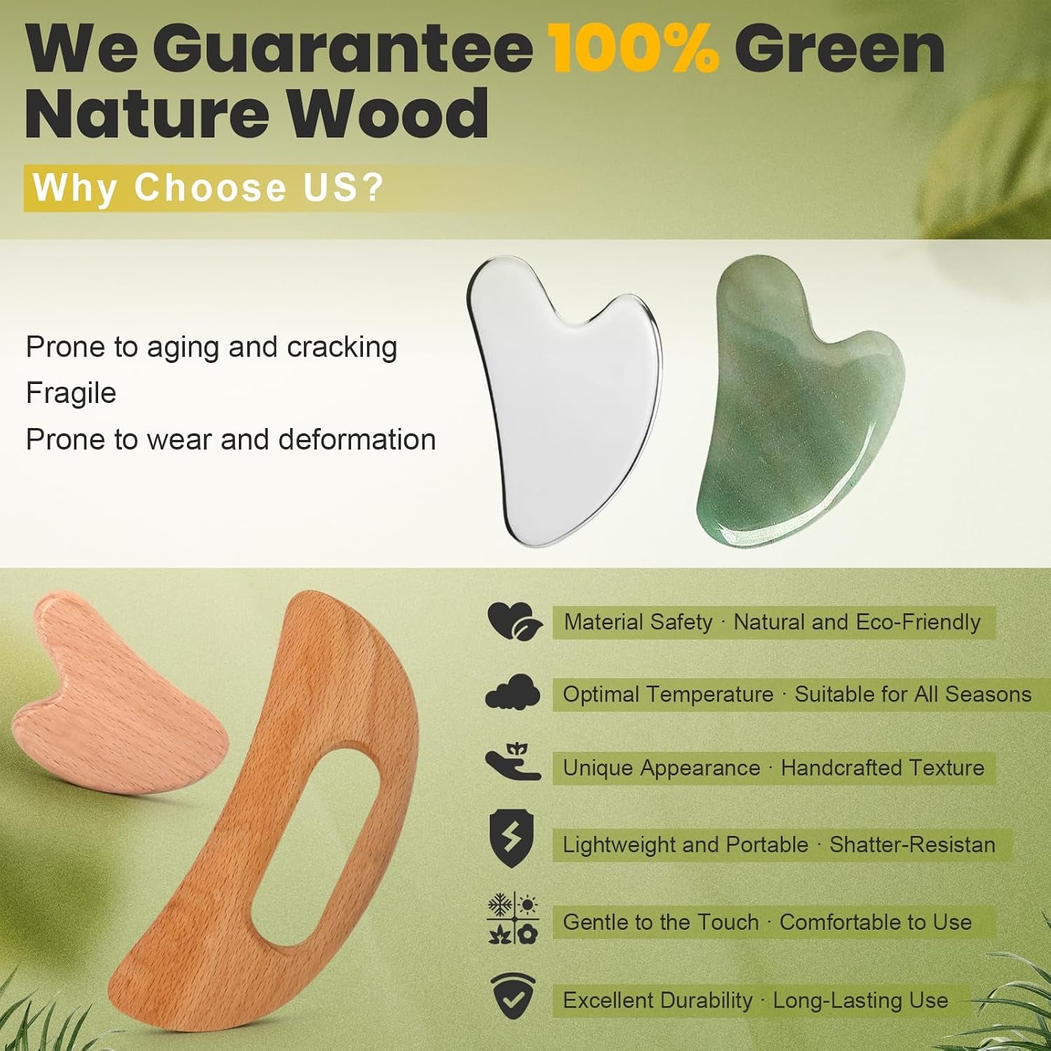 Wood Body Gua Sha Massage Tool, Lymphatic Drainage Tool | Body Sculpting Anti-Cellulite Tools, Guasha Tool for Face，Back, Legs, Women'S Body Shaping Tools