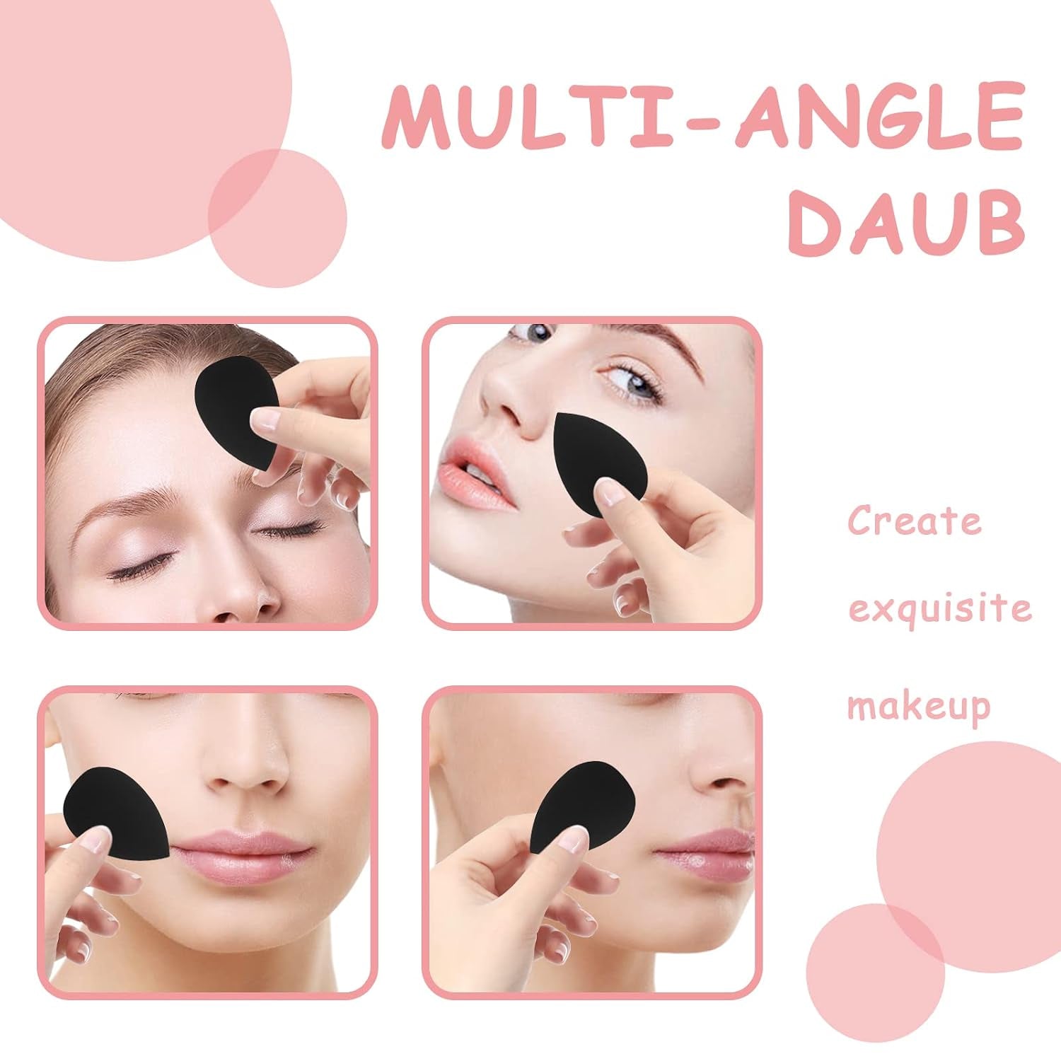 6Pcs Makeup Sponge, Makeup Blending Beauty Sponge, Foundation Blending Sponge Blender for Foundation, Cream and Powder, Soft Makeup Sponges (Black) | Latex Free Flawless, Soft Setting Face, Black Foundation Blending Sponge, Make up Sponges for All Areas