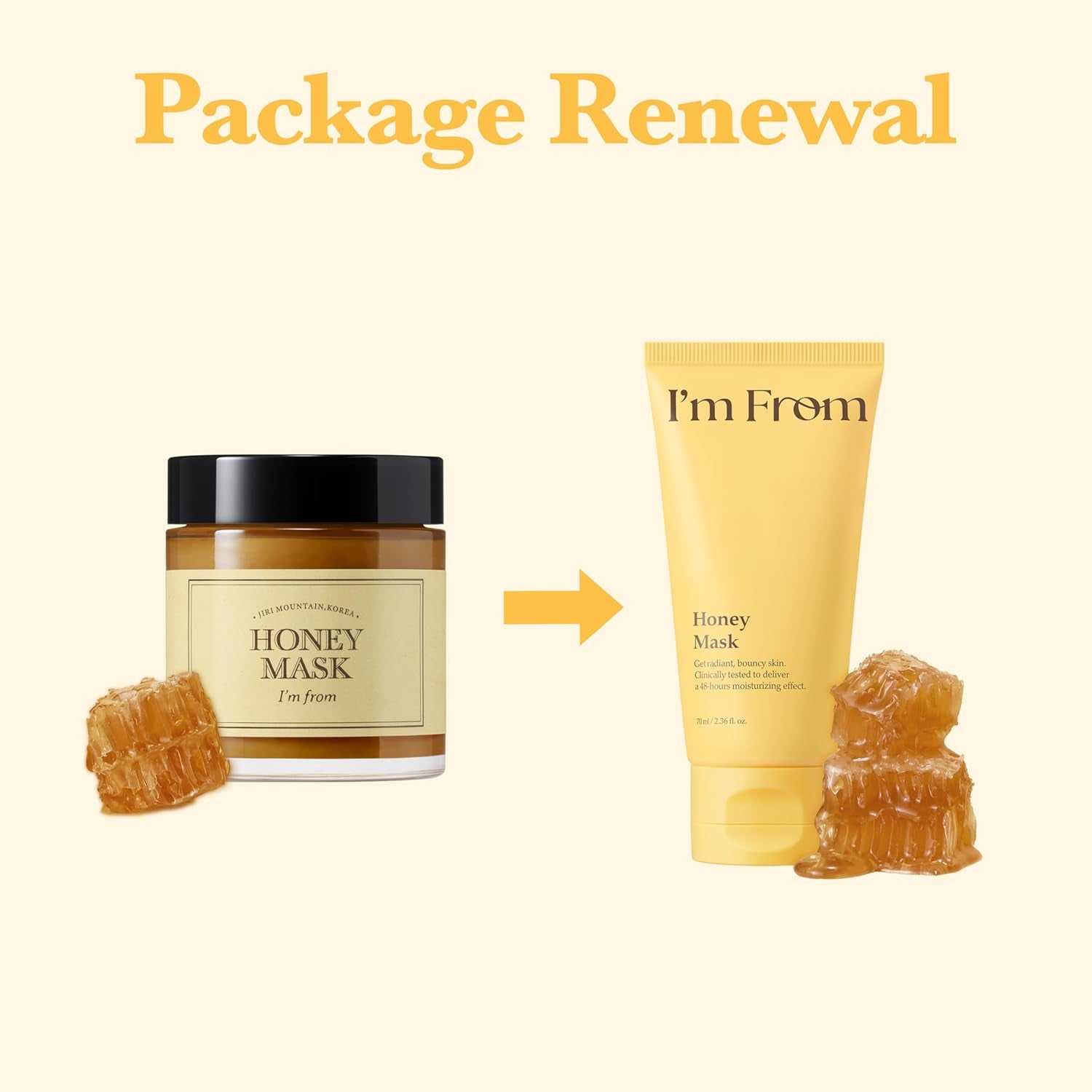 Honey Mask, Deep Nourishing Wash-Off Mask with Natural Honey, Glass & Dewy Glow, Long-Lasting Hydration, Korean Skin Care 2.37Fl.Oz
